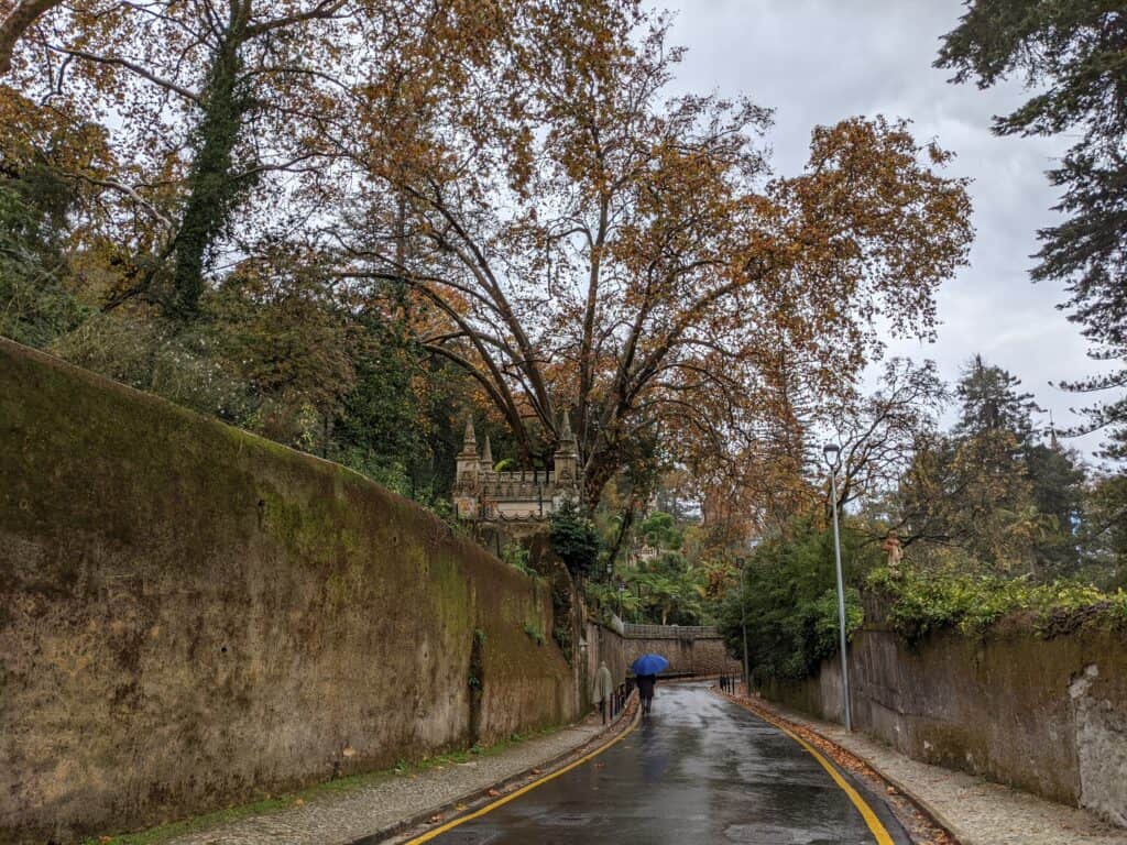The walk from Sintra town to Quinta da Regaleira in Sintra Portugal