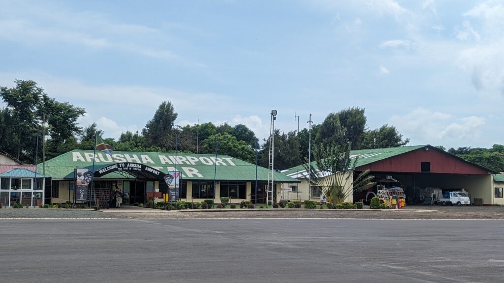 the outside of Arusha domestic airport in Tanzania