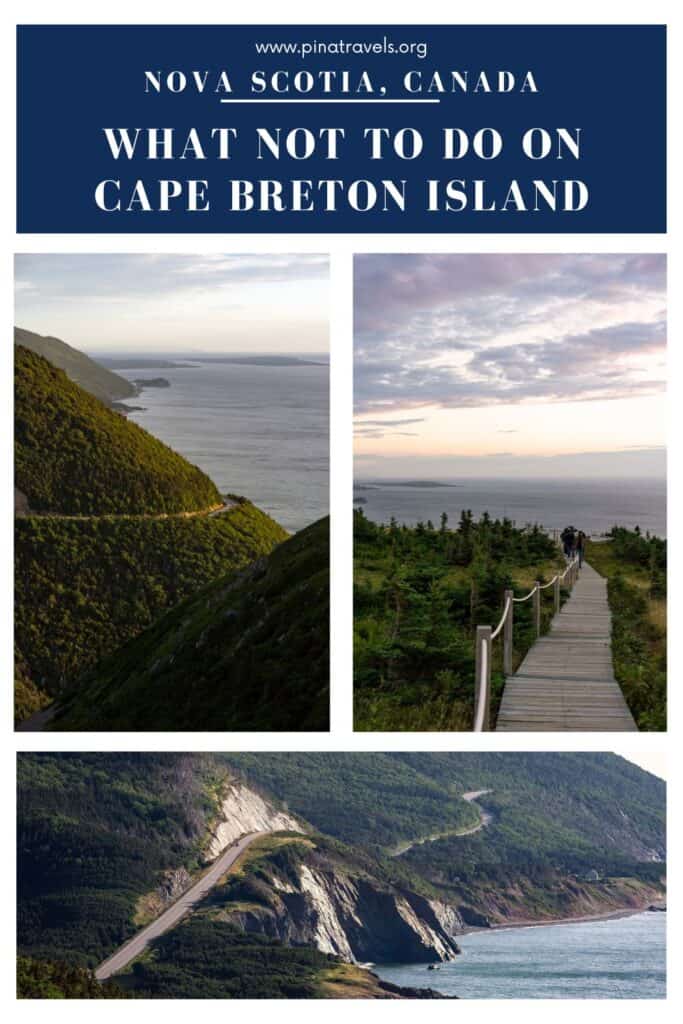 a pinterest pin that reads "what not to so on Cape Breton Island "