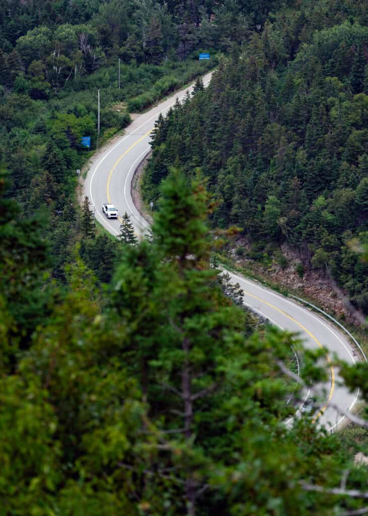 a curving highway on the cape breton cabot trail