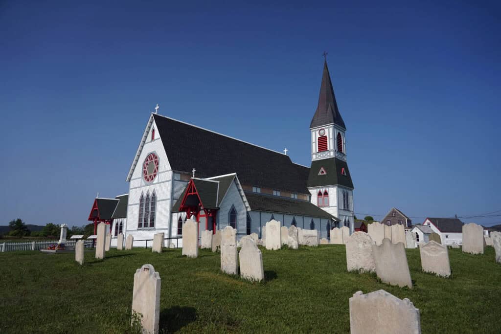 St. Paul's Anglican Church and its historic churchyard in Trinity, Newfoundland and Labrador, one of the oldest European cemeteries in North America.